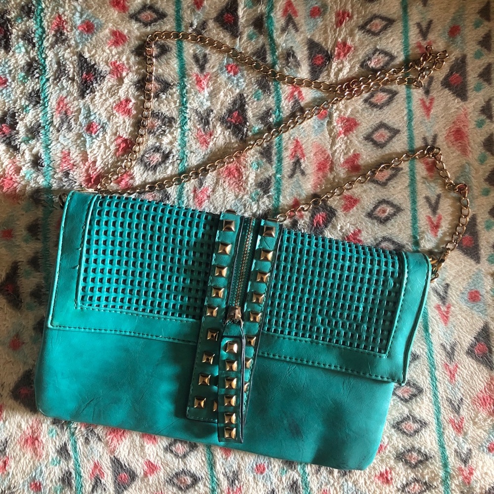 3/$20 Teal Gold Studded Purse